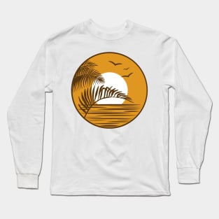 Beachy Sunset Silhouette Emblem Long Sleeve T-Shirt